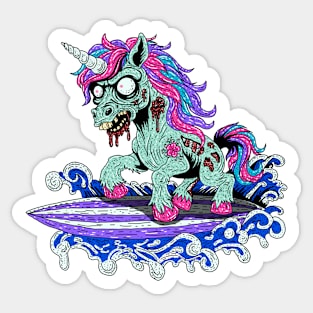 Surfer Unicorn Zombie Sticker